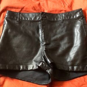 Faux leather shorts
